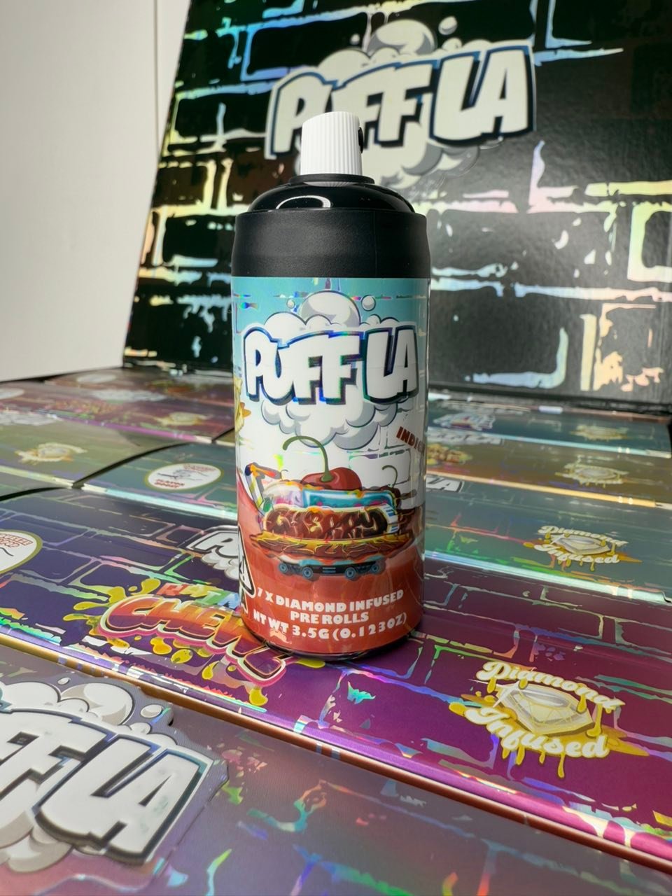 Puff La Infused Pre Rolls – INFUSED W/ DIAMONDS + BUBBLE HASH – 3.5G (0.5G PER PREROLL – 7 PREROLLS TOTAL)
